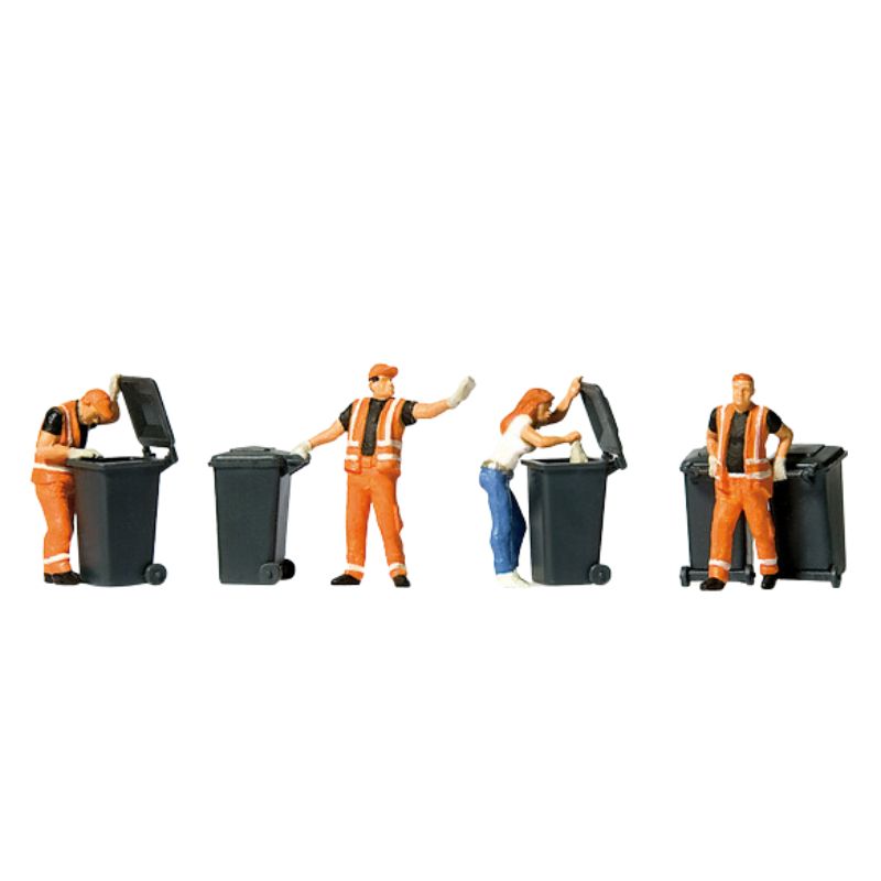 Preiser OO/HO Modern Refuse Collection Scene (4) Exclusive Figure Set