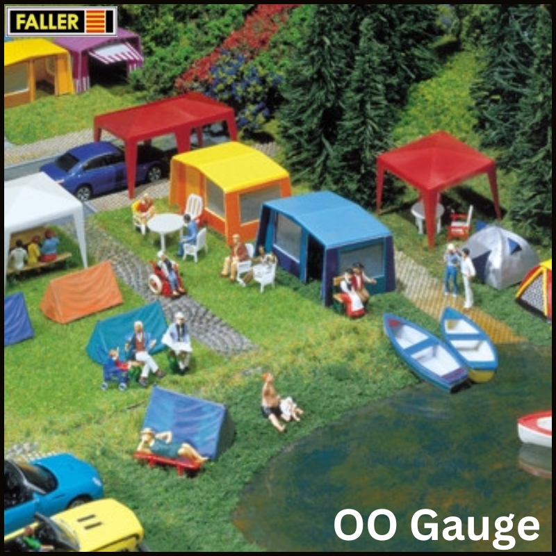 Faller OO/HO Camping Tents (8) and Accessories Kit IV