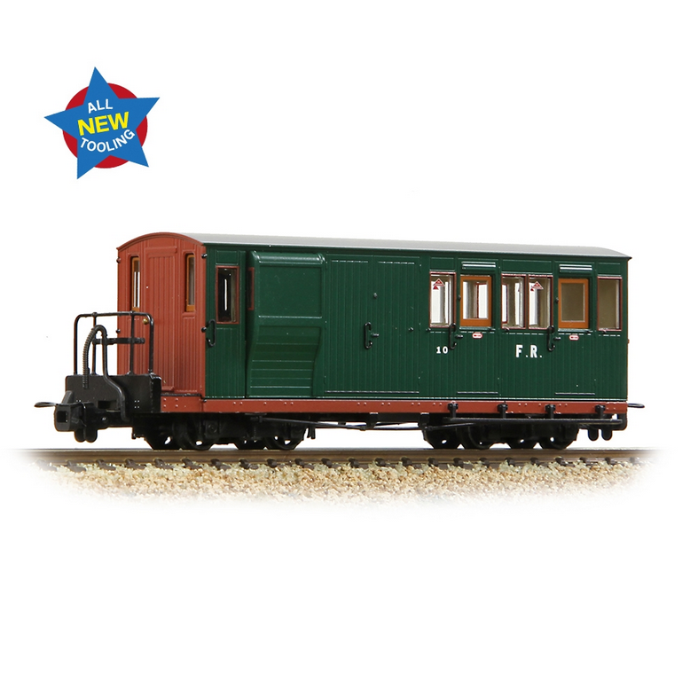 Bachmann Narrow Gauge OO-9 Ffestiniog Railway Brake Third No. 10 FR Green with Red Ends