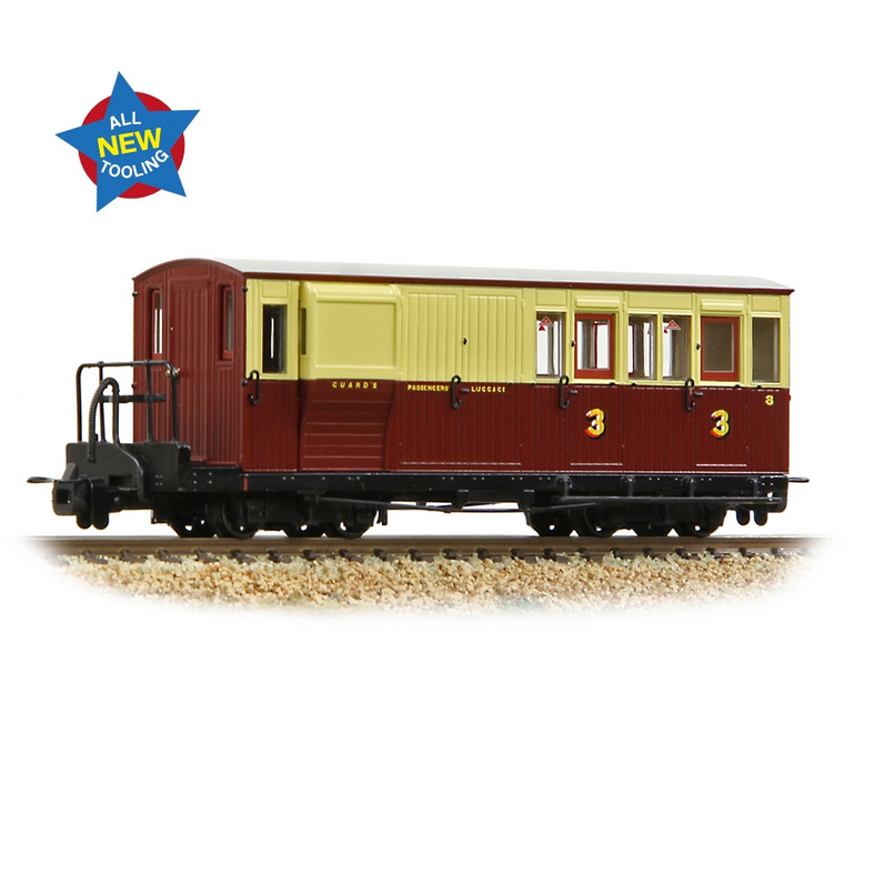 Bachmann Narrow Gauge OO-9 Ffestiniog Railway Brake Third No. 8 Crimson & Cream