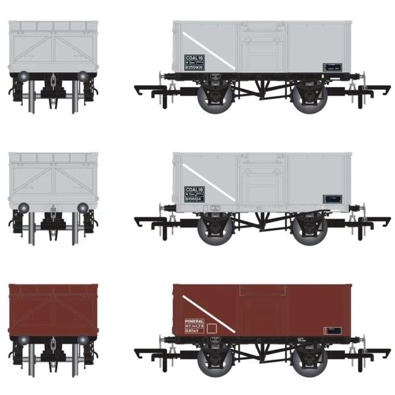 Accurascale OO Gauge BR 16T Mineral - 1/108 - BR Freight Grey (Pre-TOPS COAL 16) - Pack D