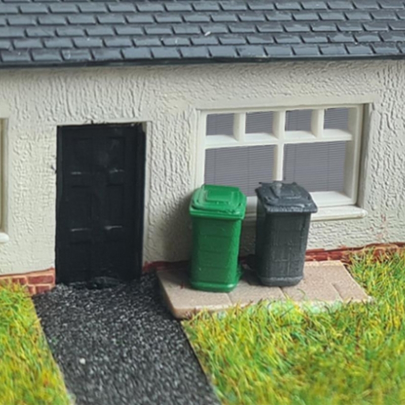 N Gauge Wheelie Bins 4pcs (Pre-Built)