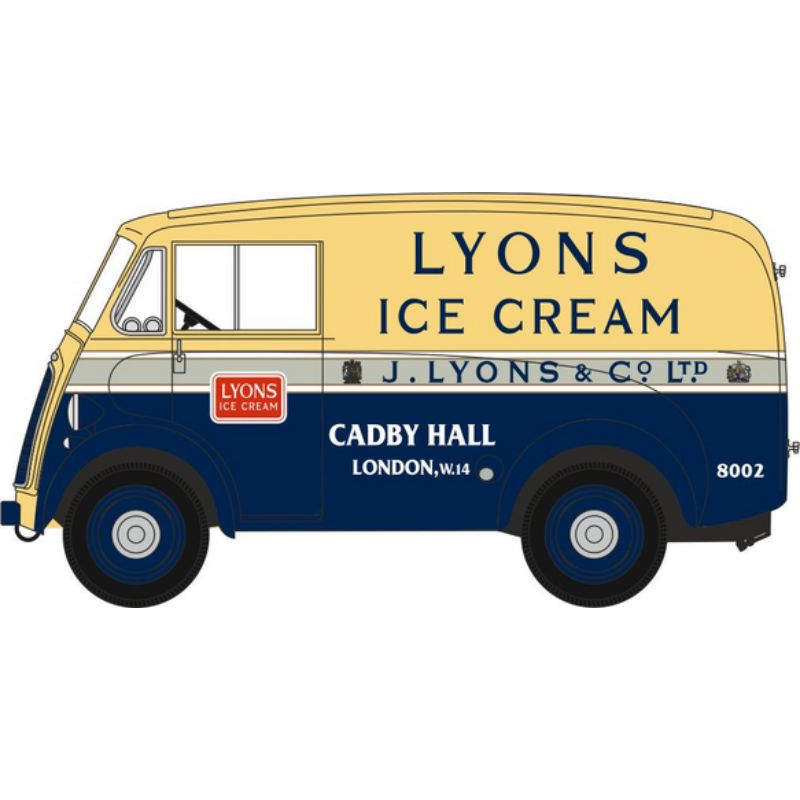 OO Gauge Oxford Diecast Morris J Type Van Lyons Ice Cream