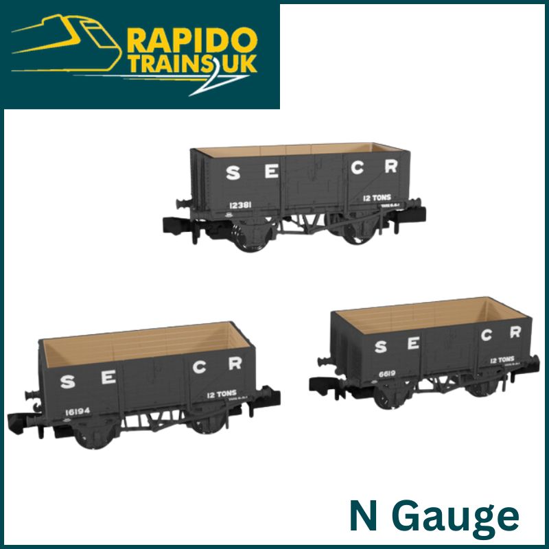 Rapido N Guage SECR Wagons Pack 3  SECR Livery 7 Planks (Dia.1355)